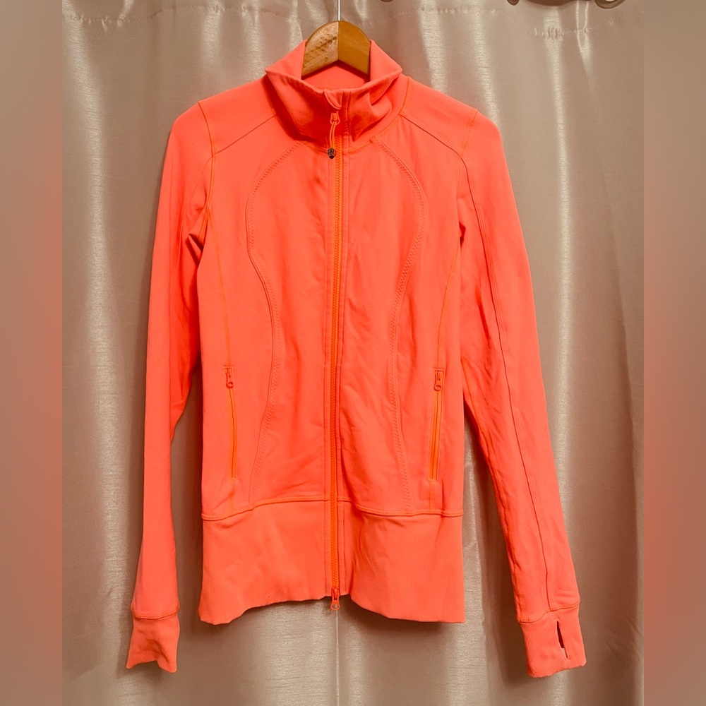 Lululemon Nice Asana Jacket – Bright Coral Orange Full-Zip Athletic Jacket - Picture 6 of 7